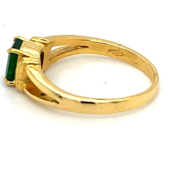 Certified Emerald .87ct Solid 18K Yellow Gold Ring - Picture 6 of 8